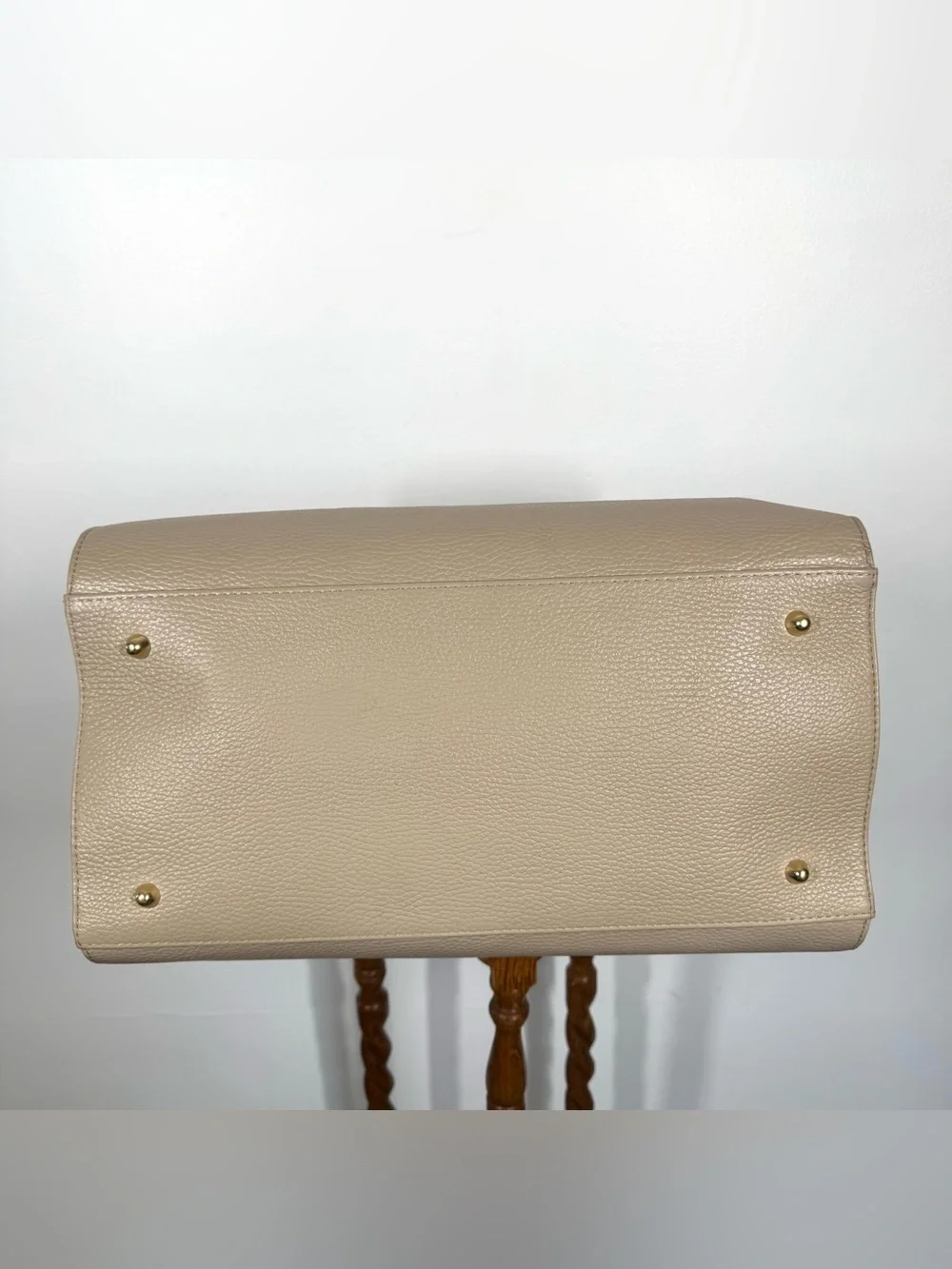 Anna Paola Riva Beige Pebbled Leather Top Handle Satchel Crossbody Shoulder Bag